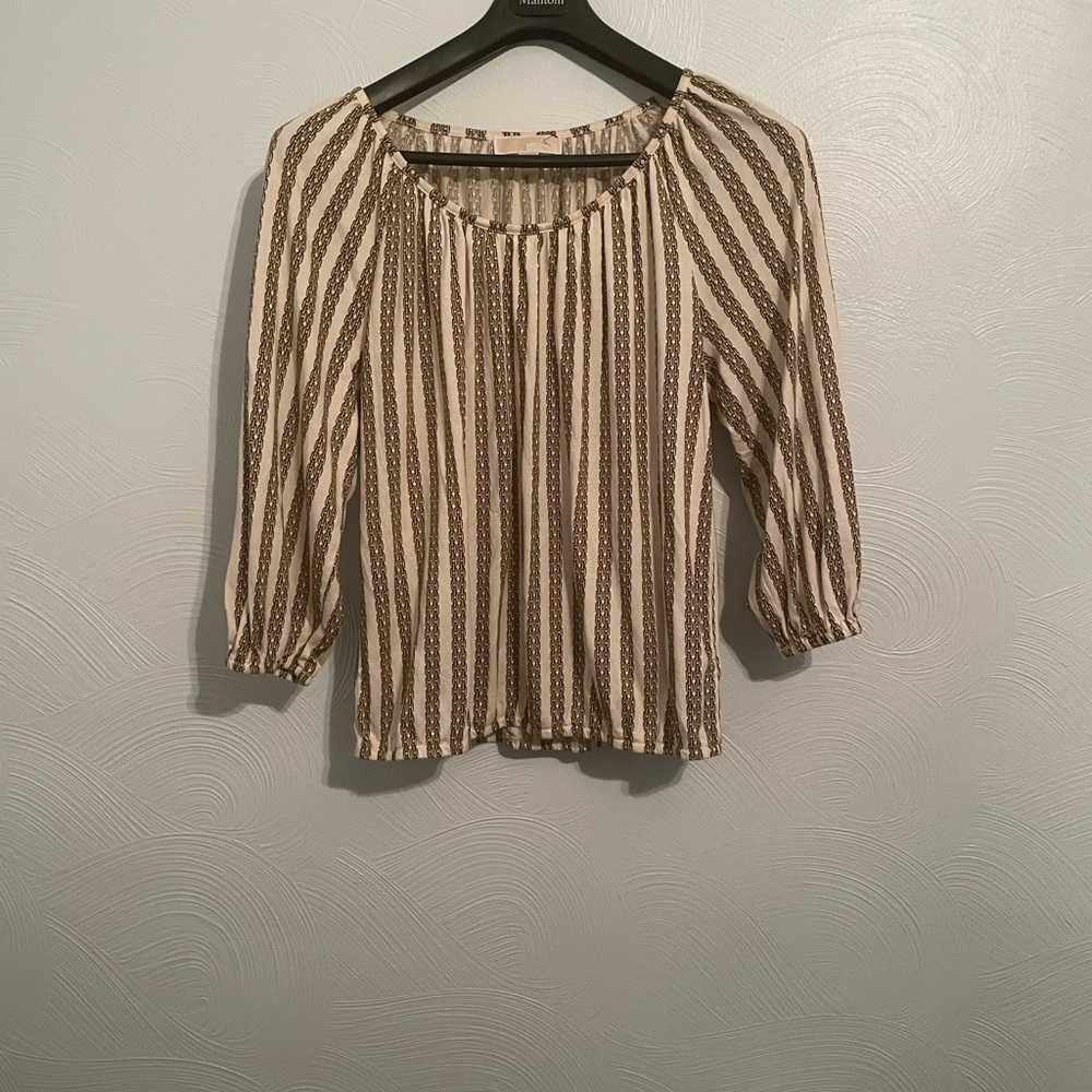 Michaels Kors Brown and Cream Striped Blouse